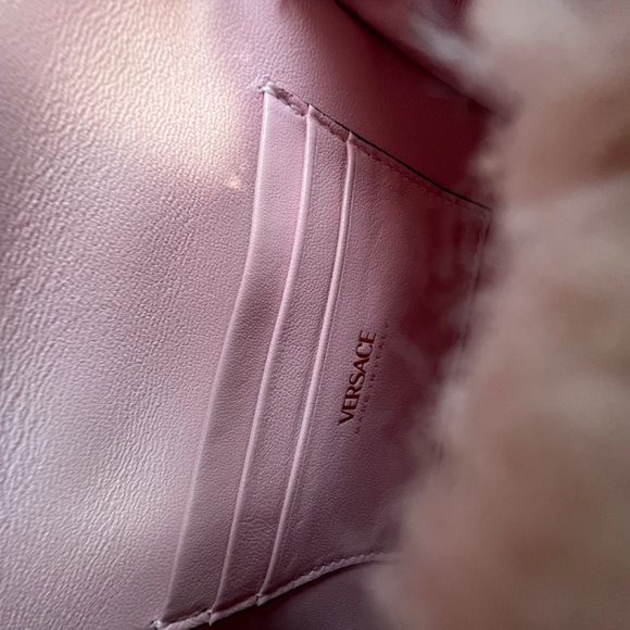 VERSACE MINI VIRTUS FAUX FUR SHOULDER BAG PINK - Picture 2 of 5